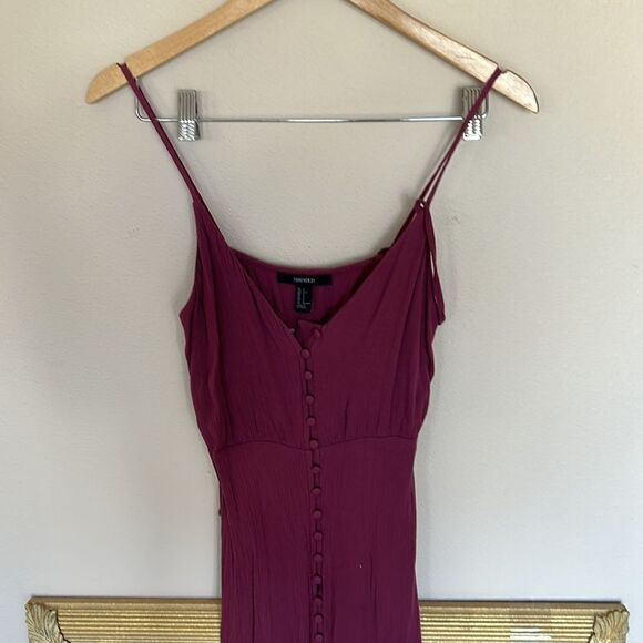 Forever 21 Spaghetti Strap Fitted Midi Dress Size S Wine Red - Picture 2 of 3